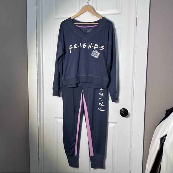 FRIENDS Other - FRIENDS Pajama Set - Navy and Pink